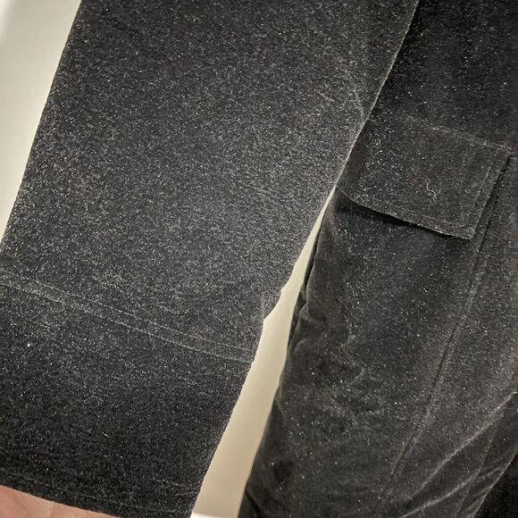 Guess Jeans Black Velvet Coat Sparkly Size S Vintage Hidden Button Minimalistic - Picture 5 of 13